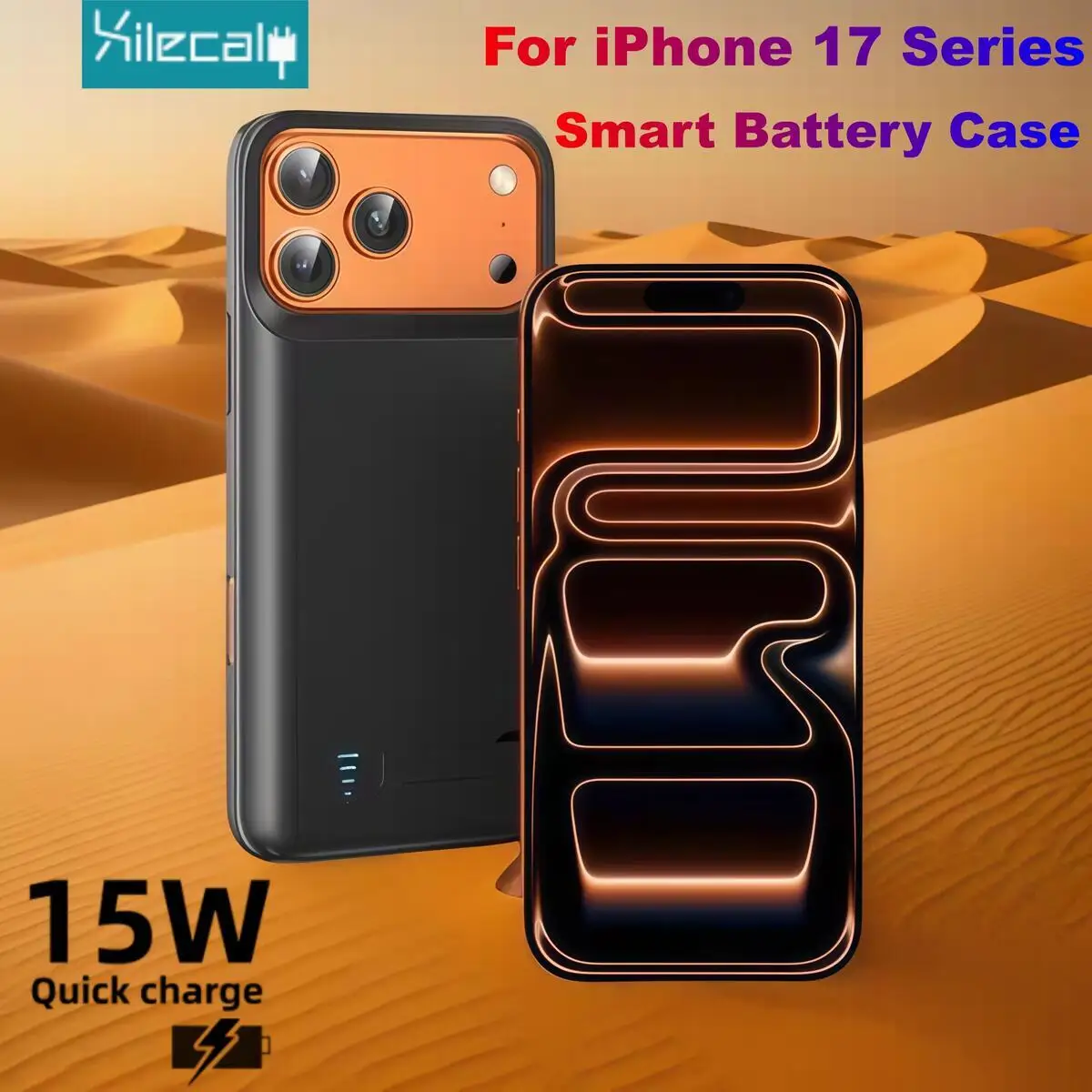 Xilecaly Ultra Thin Smart Battery Charger Case For iPhone 17 Pro Max 17 Air 16 Pro Max For iPhone 15 Pro Max Power Bank Charger