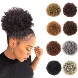 Afro Puff Drawstring Ponytail Extension Short Afro Kinky Curly Hair Bun Ponytail Extension Synthetic Hair Pieces for Black Women