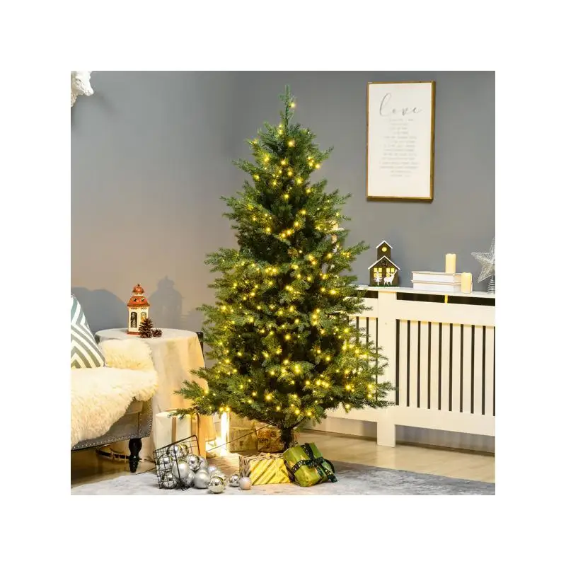 

6ft Prelit Christmas Tree, Easy Setup, Warm White Lights, Perfect for Holiday Decor