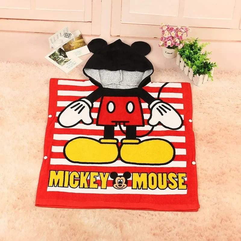 Disney Cartoon Cotton Kids Hooded Bath Towel Breathable Beach Towel Mickey Minnie Donald Duck Daisy Baby Girl Towel 60x120cm