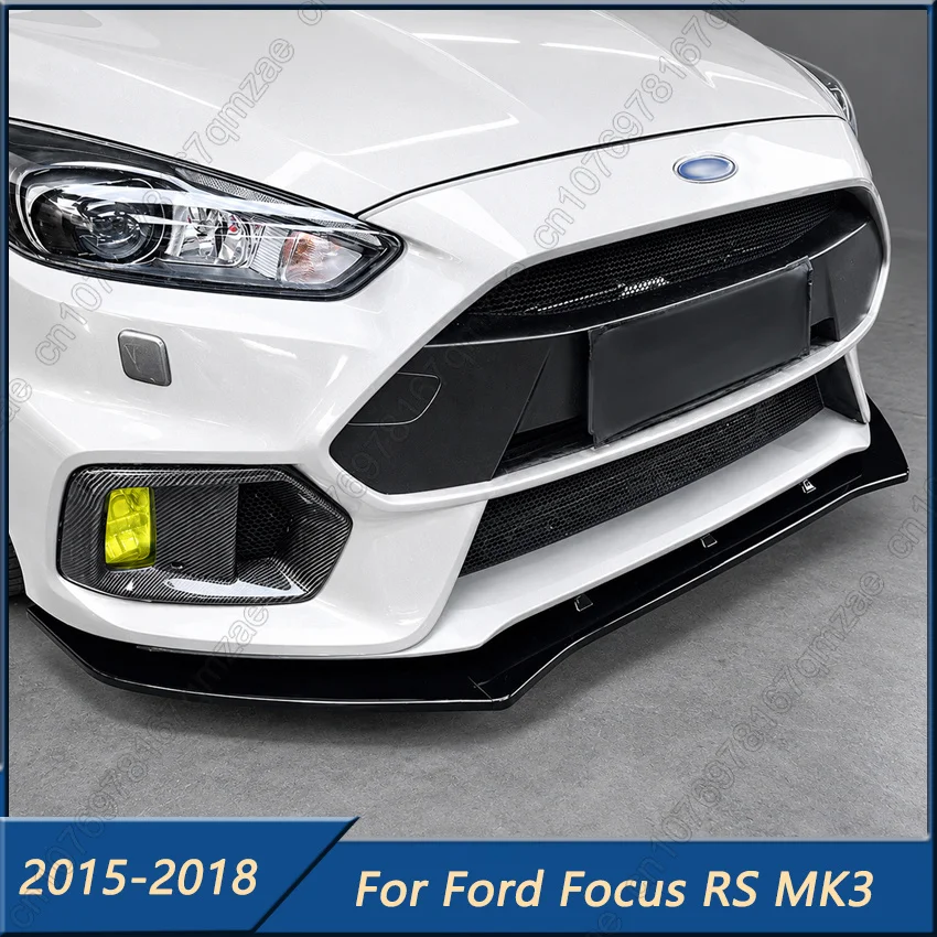 Car Front Bumper Spoiler Diffuser Splitter Lip Body Kit For Ford Focus RS MK3 2015-2018 Gloss Black Bumper Blade Tuning ABS