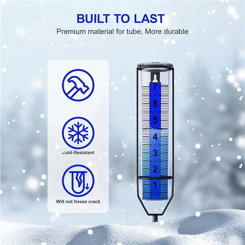 ABRW-2X Upgraded Rain Gauge, Freeze Proof Rain Gauge Outdoor Best Rated, Large Clear Numbers Rain Gauges For Yards With Stake
