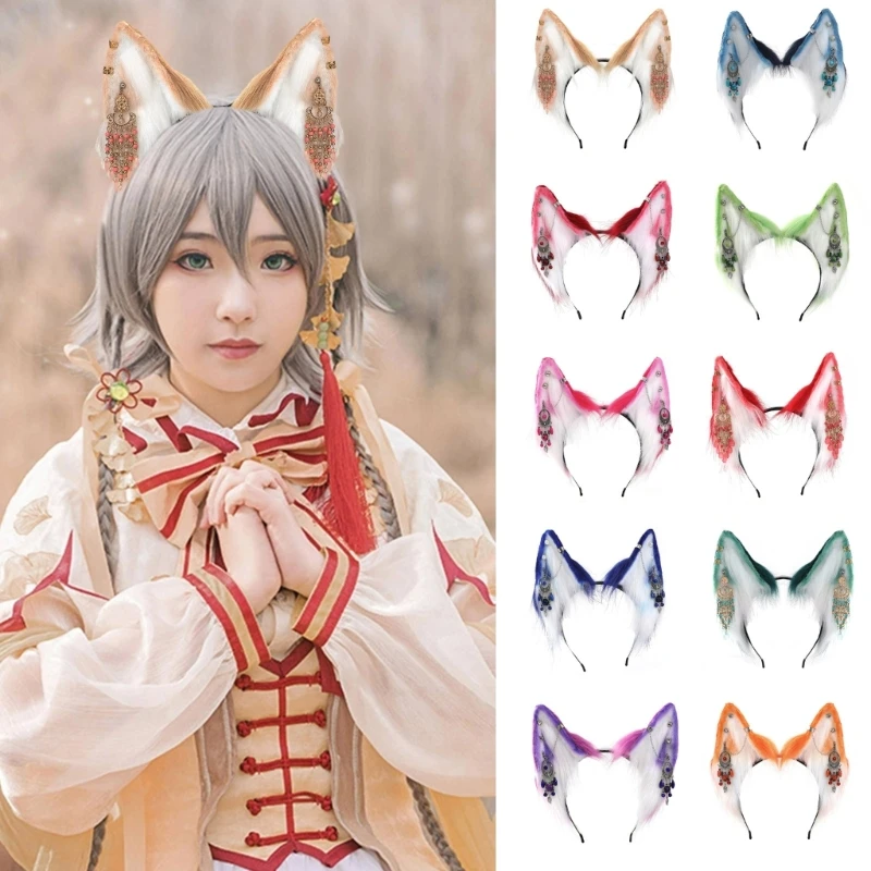 Sweet Headband Students Live Broadcast Hairband Wolf Ears Hair Hoop Colorful