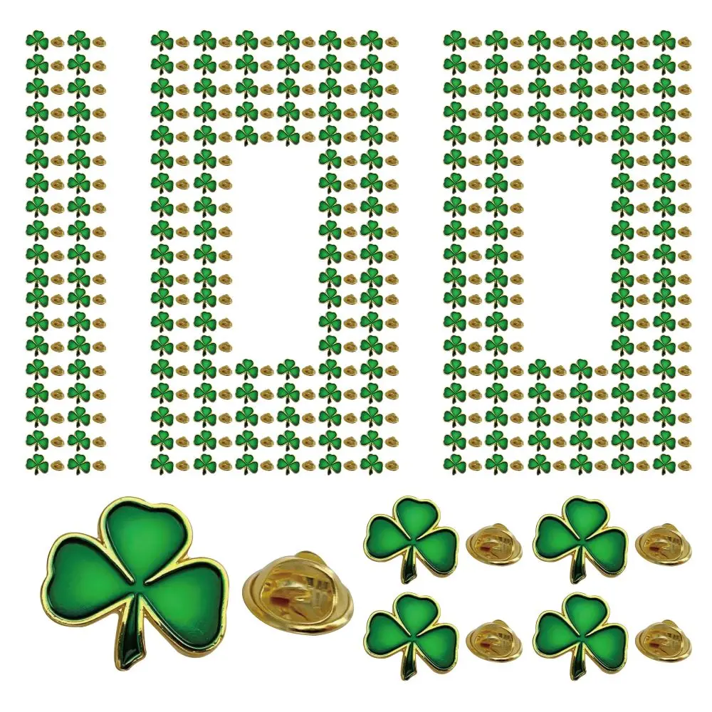دبابيس دبابيس شامروك لعيد القديس باتريك - 5/10/50/100 قطعة بالجملة، دبوس طية صدر السترة باللون الأخضر هدية تذكارية لمهرجان أيرلندي