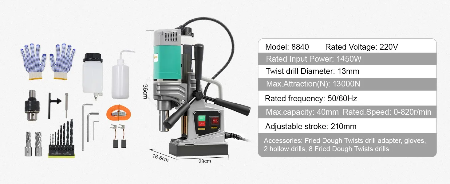 Elektrische Bohrmaschine | Sihao 1450W/1550W 1,57/2' Elektrische Bohrmaschine Magnetbohrmaschine Bohrdurchmesser Elektrobohrer 750/820 U/min – Detail 8