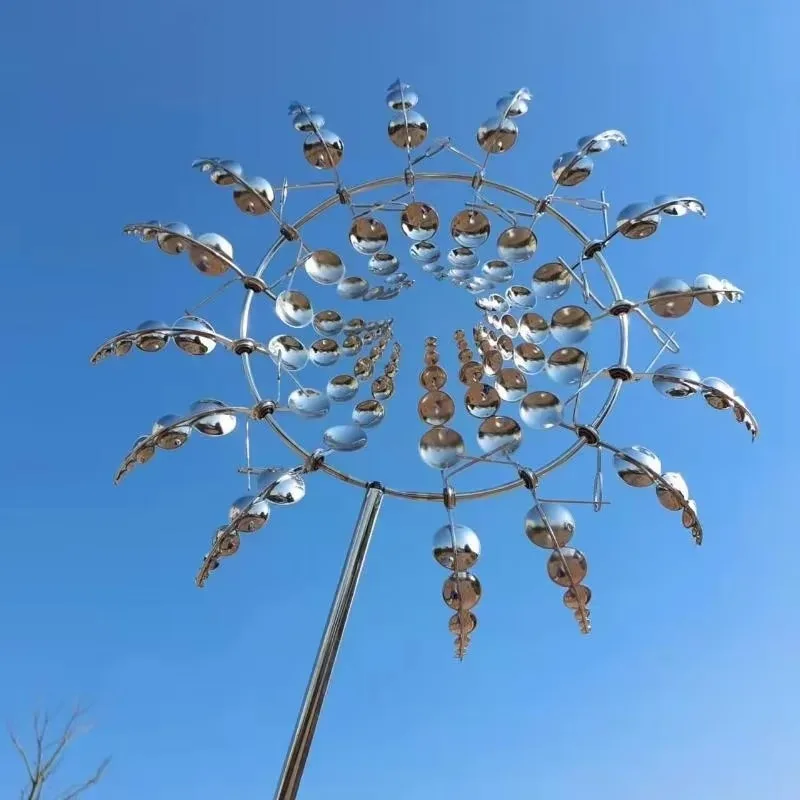 Outdoor Metal Unique Windmill Wind Rotation Sculpture Decoration Garden Art Decoration