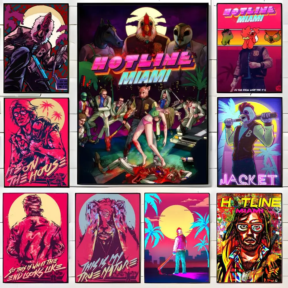 intense game H-Hotline Miami Poster Wall Art Print Decorative Mural Home Decor Gift Unframed