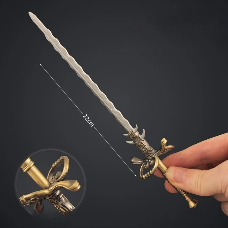22cm/8.66in diablo 2 espada de mão dupla dentes grossos serra grande jogo armas modelo liga brinquedo colecionável ornamentos decorativos meninos