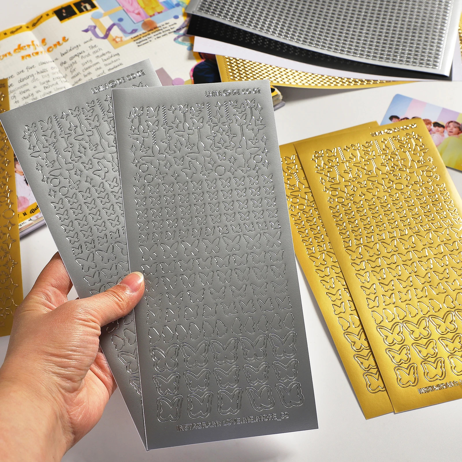 2 Pack/set Bronzing Hot Silver Flower Series PVC Goo Card Sticker Creative DIY Handbook Collage Decor Stationery