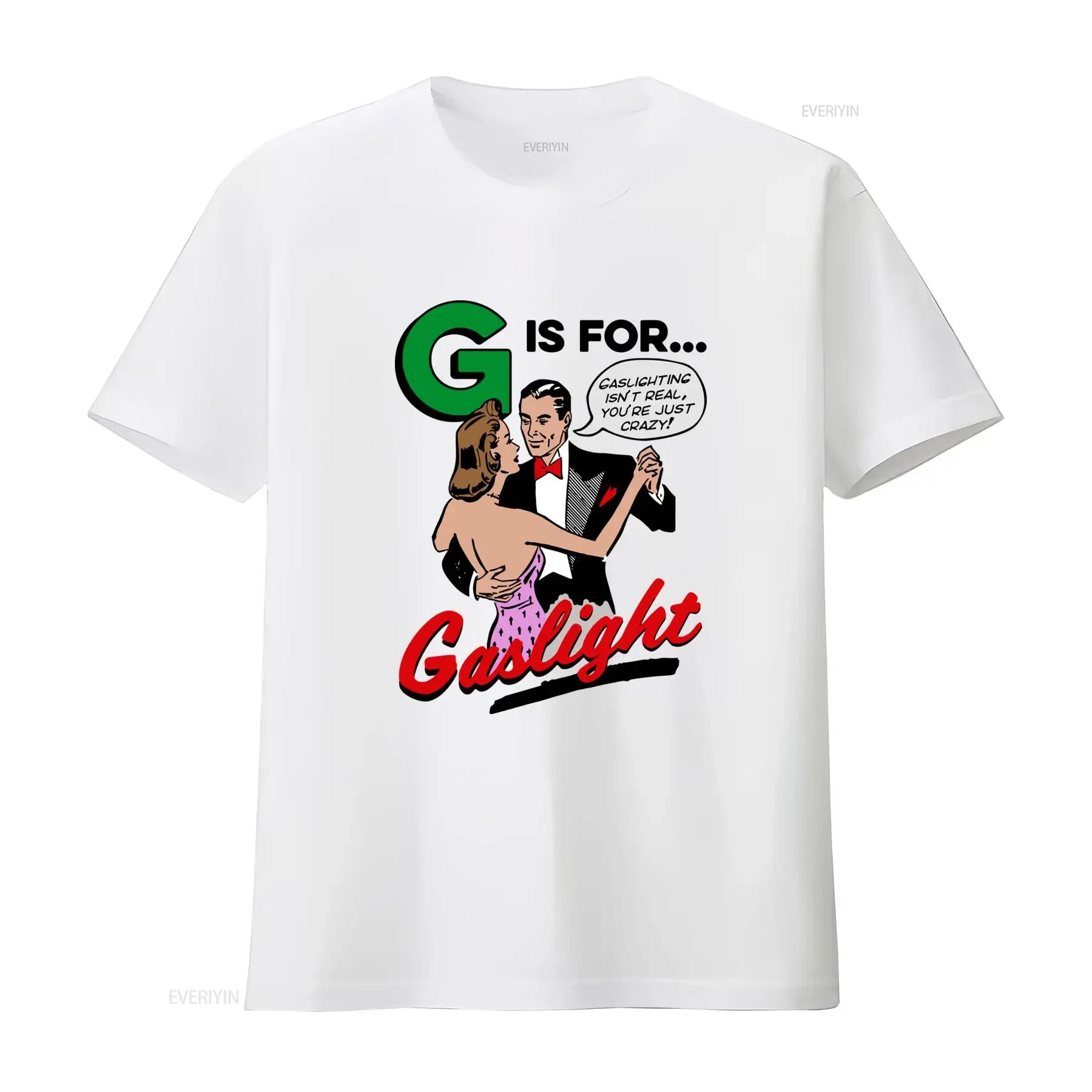 Retro Funny Sarcastic Gaslighting Meme Vintage Couple Comic Print Casual T Shirt vintage Washed designer clothes Comfortable