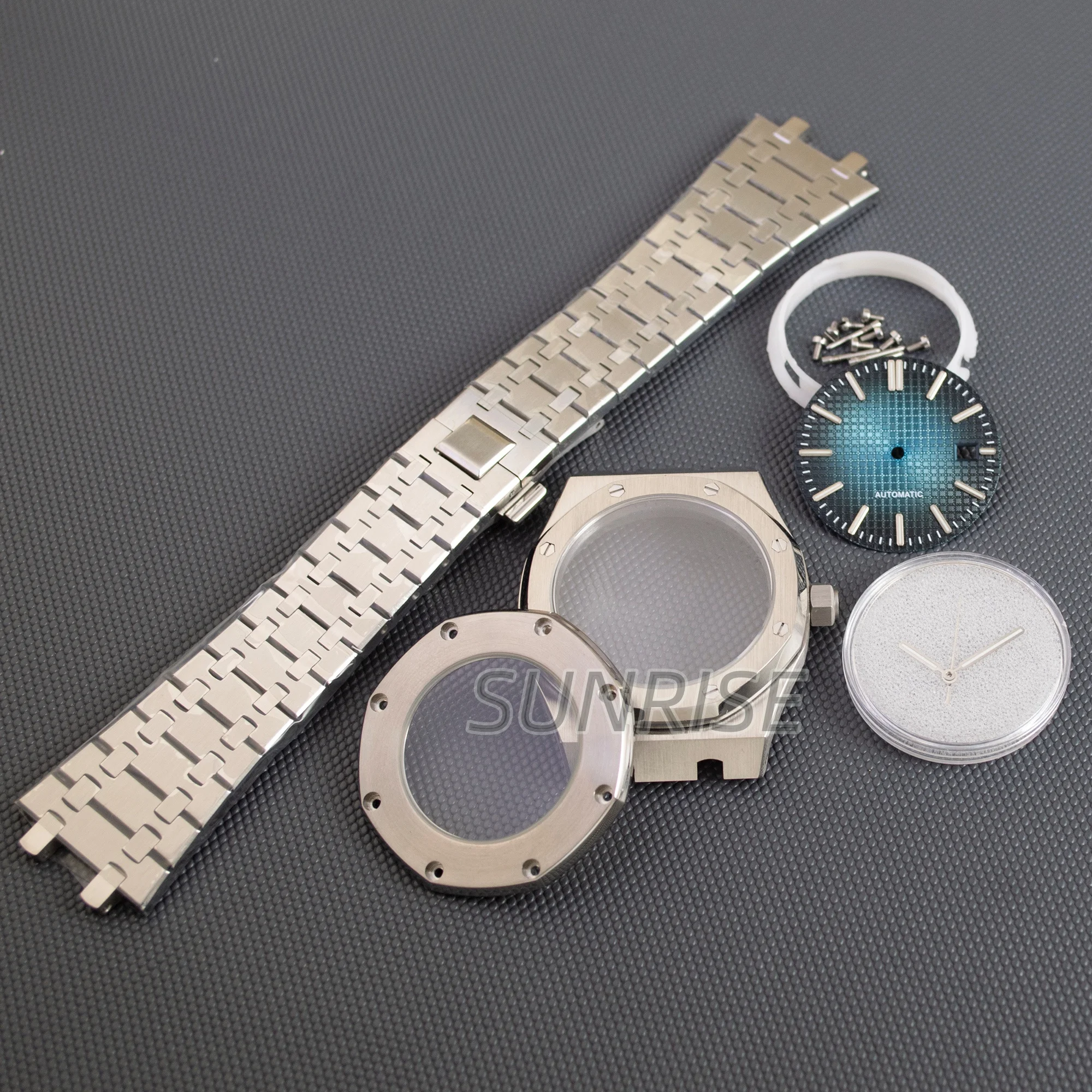 

For Royal Oak Octagonal NH35 Case Dial Hands Stainless Steel Watch Case Bracelet Sapphire Glass for NH35 NH36 Movement 42mm Case