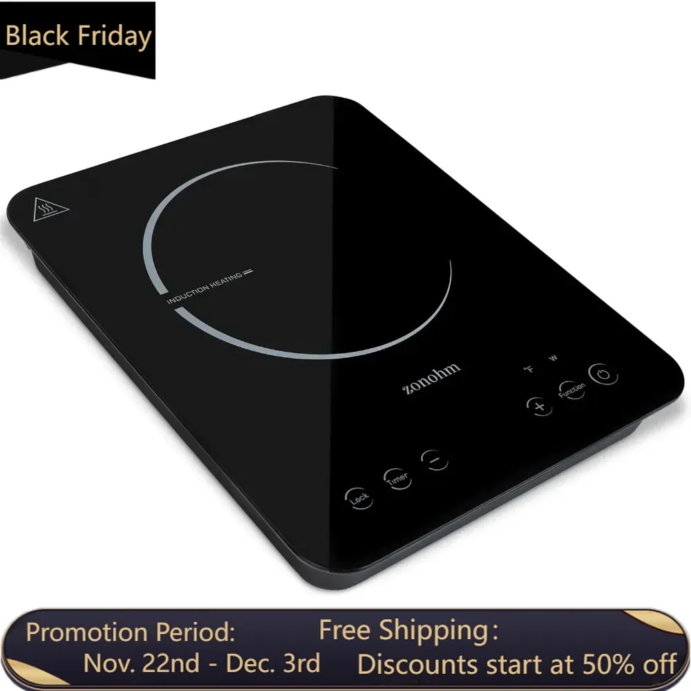 

Portable Induction Cooktop, Shutter Proof Ceramic Glass, Timer, Safety Lock, Touch Control, Auto Shut Off, Pan Detection (Black)