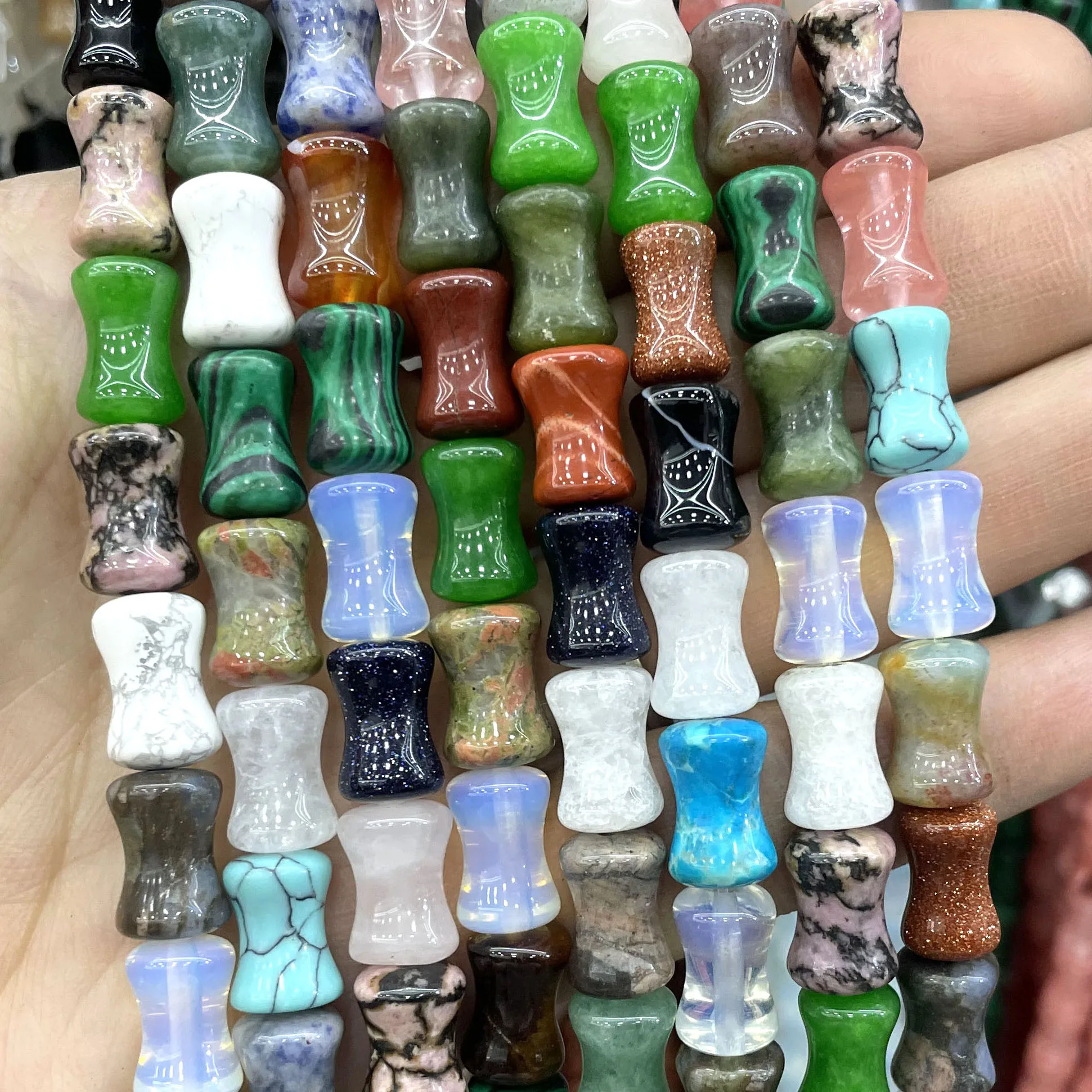 Natural Stone Colored Jades Bamboo Loose Spacer Beads For Jewelry Making DIY Bracelet Necklace Handmade 8X12MM