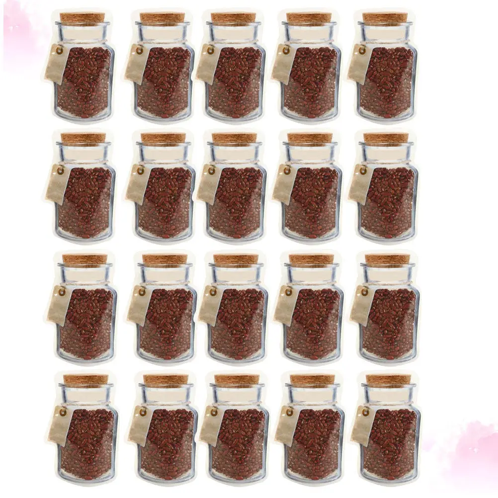 20Pcs Food Bag Self-Sealing Food Storage Bag Transparent Heavy Duty Resealable Bottle Shaped for Bakery Tea Coffee