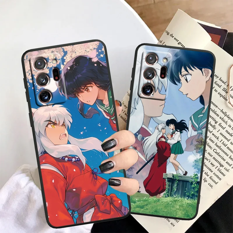 Inuyasha casing ponsel Anime hitam, casing ponsel Anime modis untuk Samsung Note 20 10 Ultra Plus A31 A14 A12 A70 A34 A25 A04 A05 A15 A24 5G