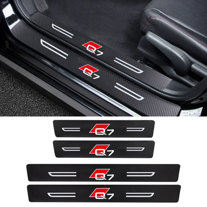 Car Door Threshold Protective Anti Scratch Stickers Decals Styling for Audi Q7 Logo Trunk Doorsill Bumper Strips Tape Decor