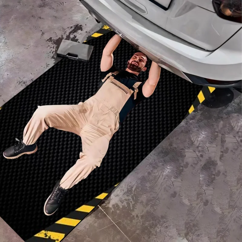 VIKAMA Racing Track Style Motorcycle Mat Black Yellow Biker Rug Motorsport Garage Floor Mat Entryway Home Decor Carpet