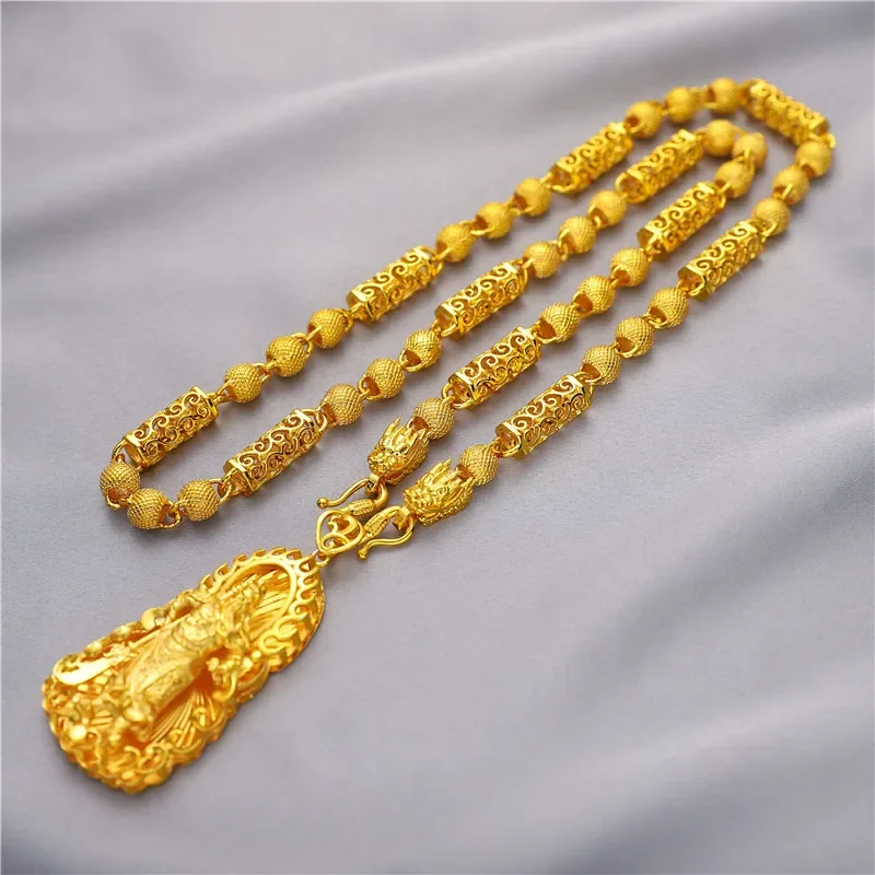

Gold 18K Necklace for Men Wedding Engagement Matte Yellow Chain Jewelry Christmas Man Gifts for Boyfriend