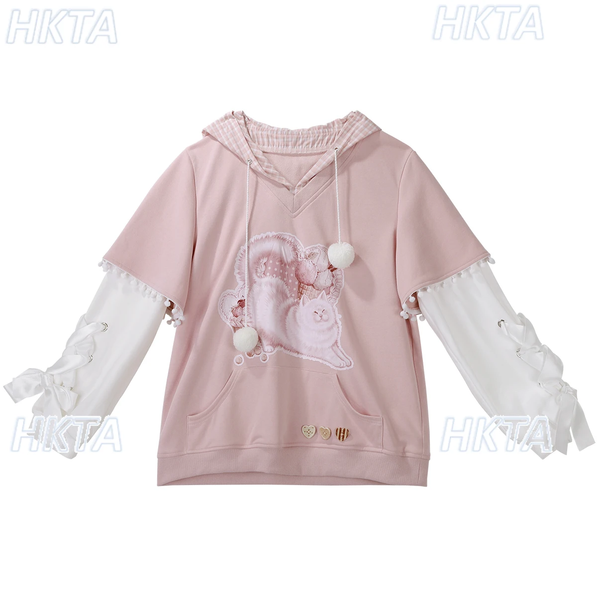 和風スイートキュートな刺繍入りラブストラップボウ付きルーズカジュアルチェック柄スウェットシャツコートAラインミニスカートセット女性用