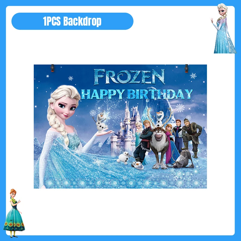 Disney Elza Frozen Birthday Party Decoration Tableware Balloons The Snow Queen Theme Party Supplies Cup Plate Banner Background