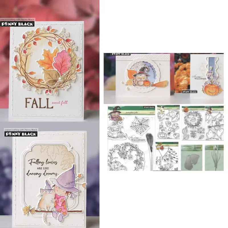 Abstrato abóbora cattail outono fab boo alegria mágica lous halloween corte de metal morrer carimbo estêncil álbum de fotos papel diy gravação