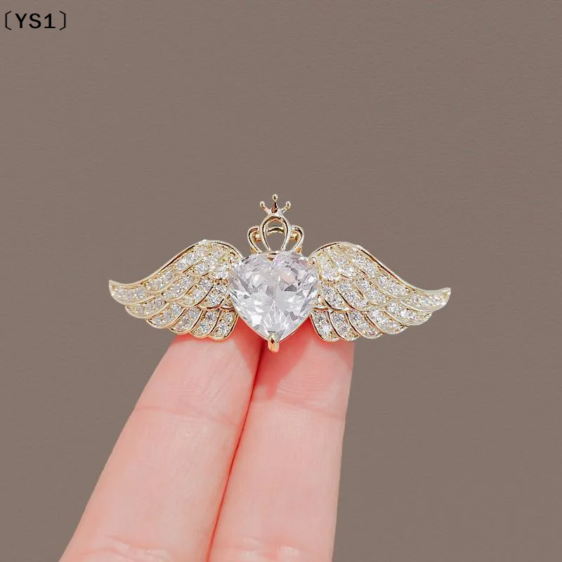 〔YS1〕Fashion Rhinestone Angel Wing Brooches Pin For Women Clothing Sweater Dress Jewelry Accessories Gifts