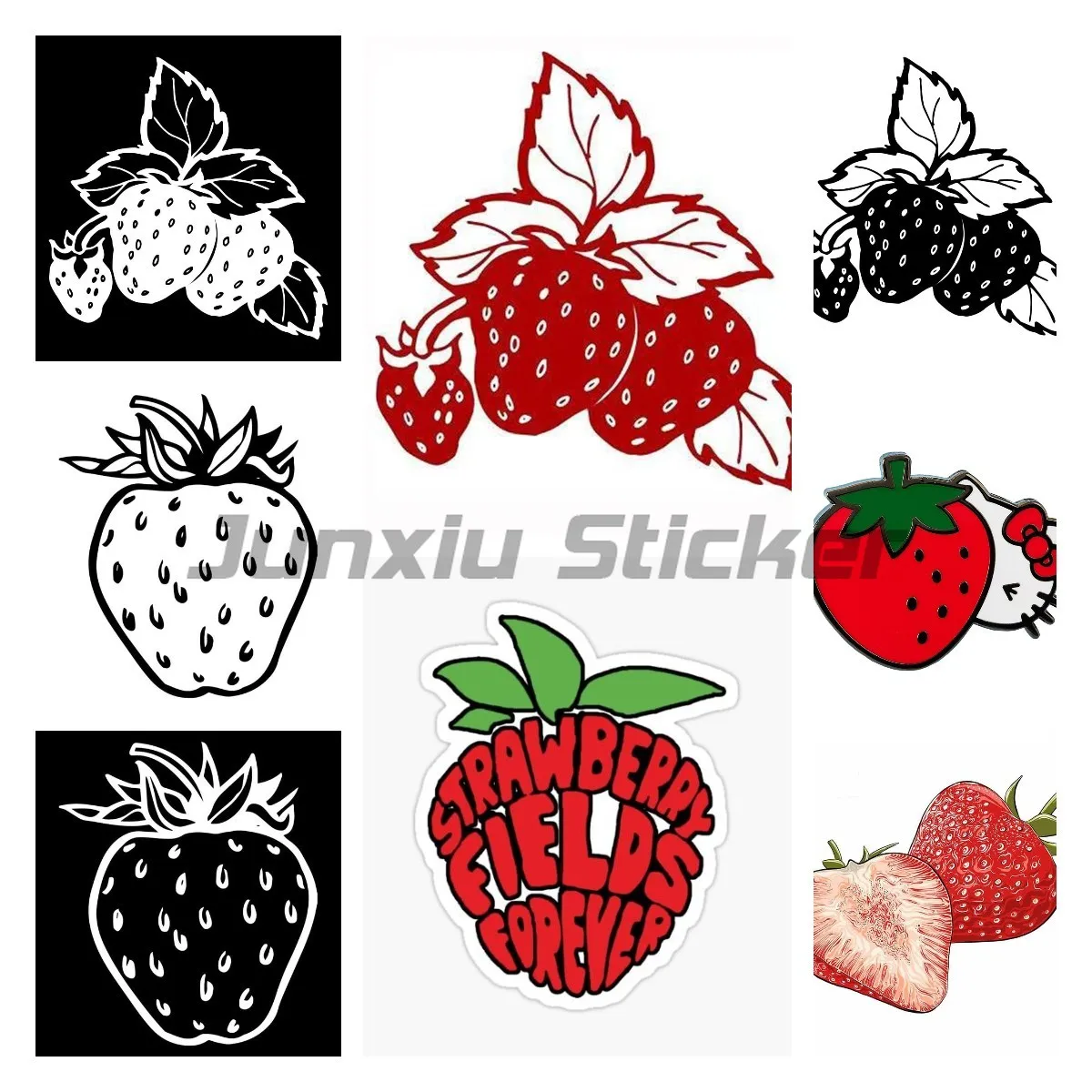 

Hand Drawn Sketch of Strawberry Car Sticker Waterproof Sticker Laptop Truck Motorcycle Auto Accessories PVC Deca