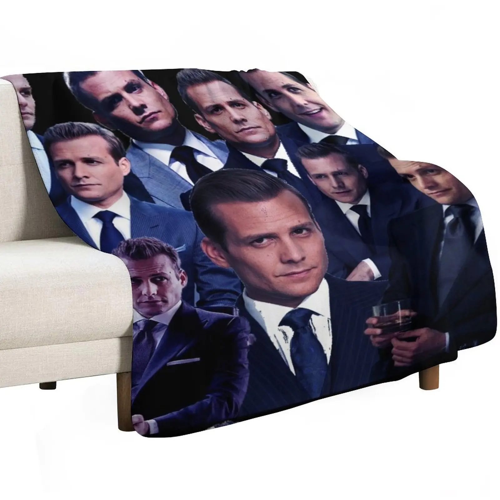 Harvey Specter suits collage tribute design 2022 Throw Blanket Sofa Quilt funny gift Loose Warm Luxury St Hairy Blankets