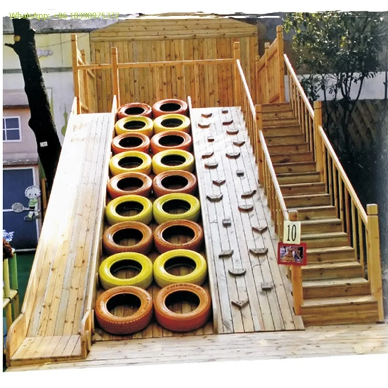 Children Outdoor Climbing Wall Climbing Wooden Public Children Explore Series Playground Equipment