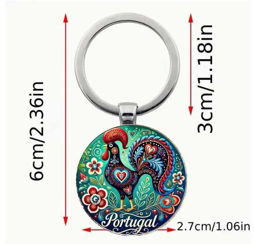 سلسلة مفاتيح دائرية على شكل الديك البرتغالي العتيق، اختيار مثالي، هدية مثالية #2