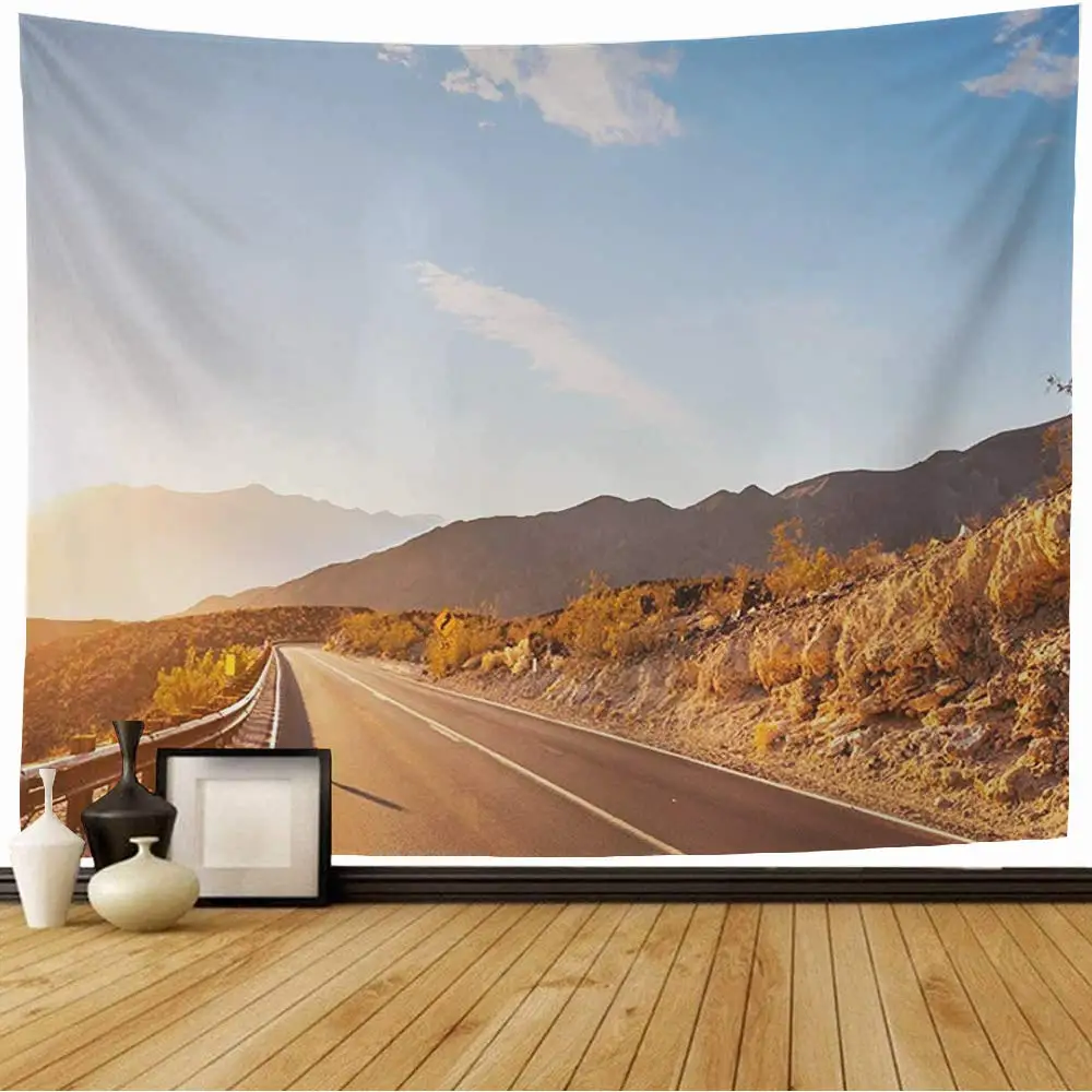 Landscape Tapestry Desert Asphalt Road Trip Tapestry Western Wilderness Tapestry Wall Hanging Decor for Bedroom Living Room Dorm