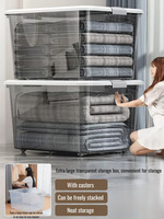 Acrylic Clear Storage Box Extra Large Transparent Organizer Bin for Bedding Towels Oversized Clothing Closet Bedroom Home Use