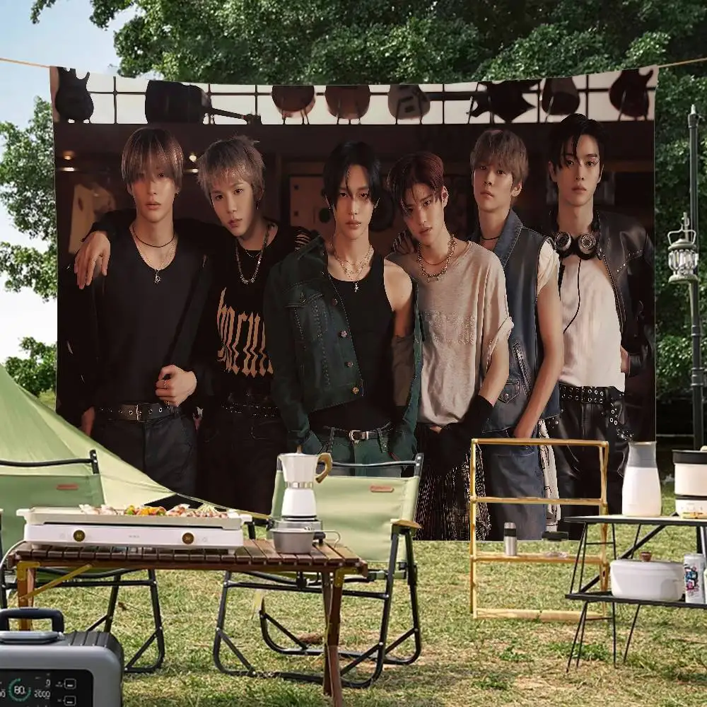 Kpop Band R-RiizeS Cartoon Flag Art Science Fiction Room Home Decor Wall Hanging Home Decor Banner