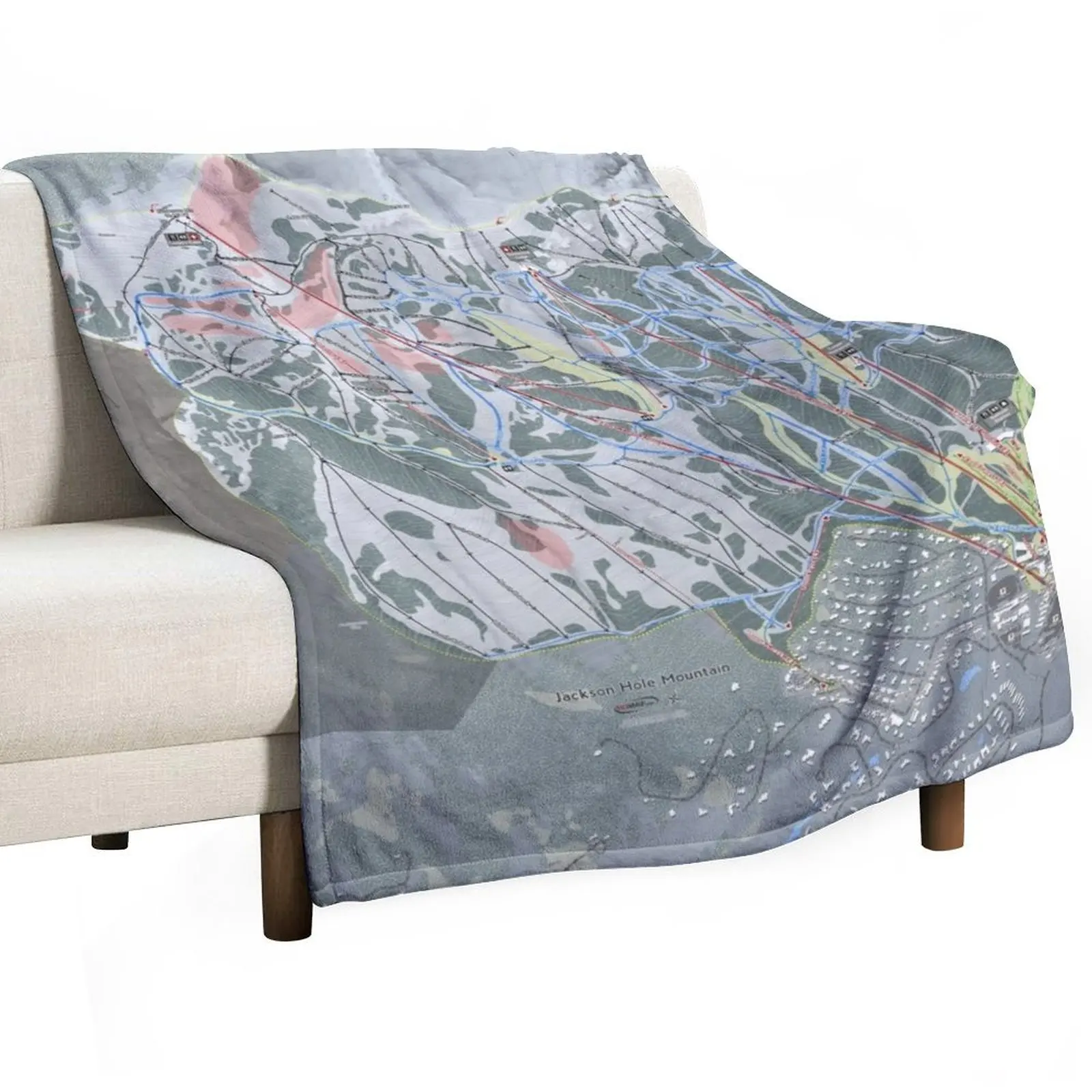 

Jackson Hole Mountain Resort Trail Map Throw Blanket Kid'S for babies Decorative Beds Blankets