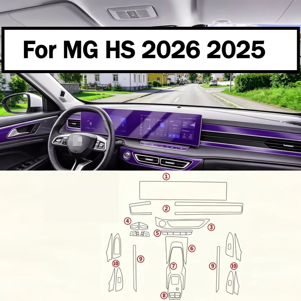 For MG HS 2026 2025 PPF Protection Film Matte Transparent TPU LCD GPS Navigation Gear Panel Center Console Car Accessories