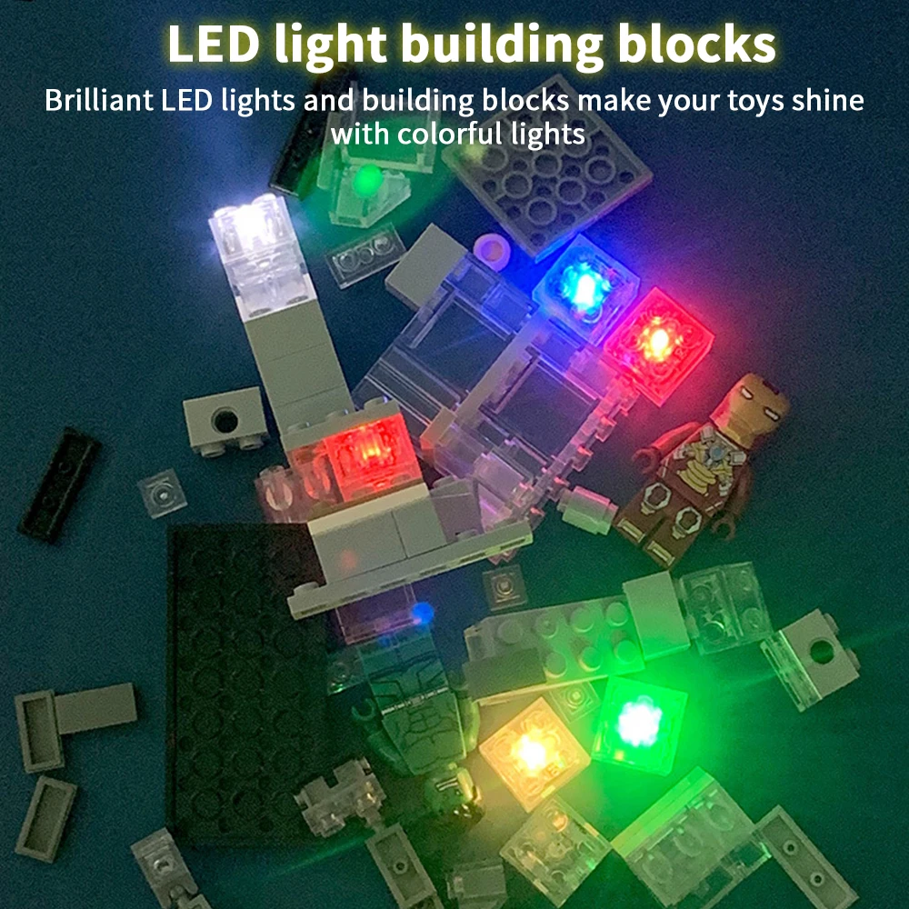 City Building Blocks Parts Mini Figures LED Light 2X2 Classic Bricks Accessories Children Educational Light-Emitting Toys Gift