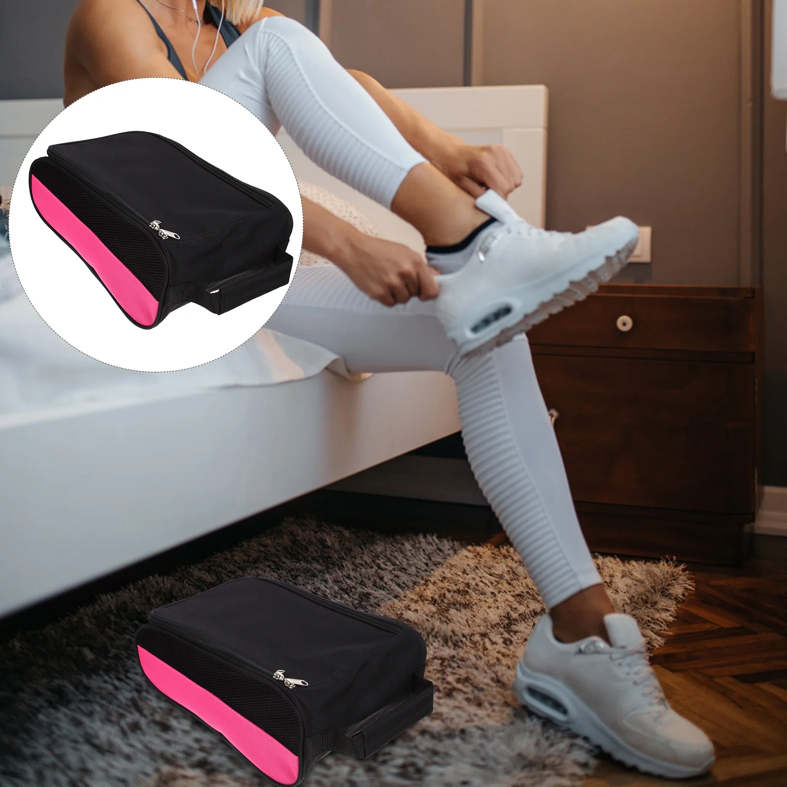 Zippered Golfing Shoes Bag Portable Sneaker Organizer Water-Resistant Reusable Multi-Purpose Design for Cycling Football Tennis