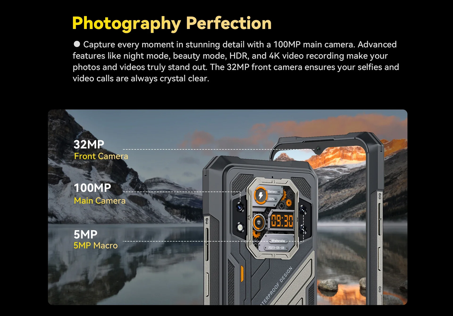 هاتف Cubot KingKong X الوعرة، شاشة Helio Dimensity 7050 120 هرتز 6.58 بوصة، هاتف ذكي رفيع للغاية بقدرة 10200 مللي أمبير في الساعة NFC 5G ثلاثي المقاوم #5