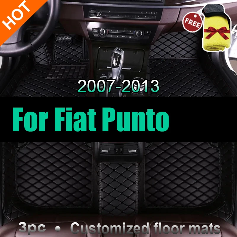 

Custom Made Leather Car Floor Mats For Fiat Punto 2007 2008 2009 2010 2011 2012 2013 Carpets Rugs Foot Pads Accessories