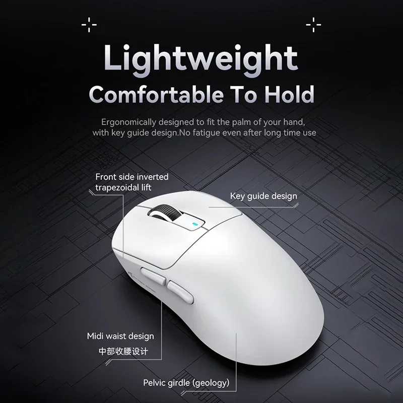 Imagem -03 - Tack Shark x3 Mouse sem Fio Tri-mode Acessórios Ergonômicos para pc Gamer Jogos E-sports Escritório Latência Leve Paw3395 2.4g