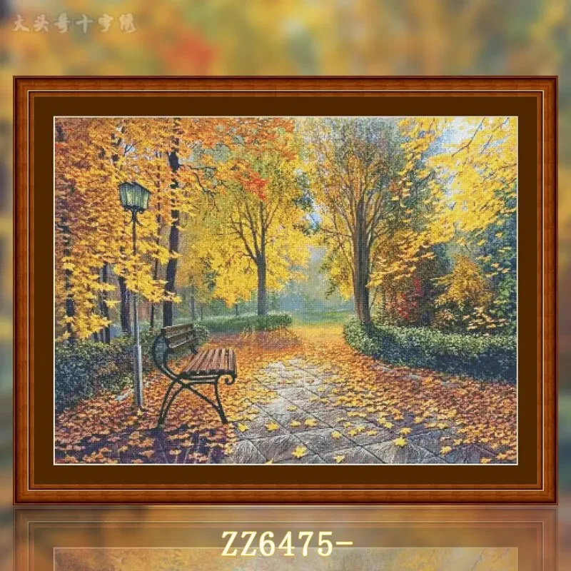 [ZZ6475-Autumn Falling Shadows] Stamped Cross Stitch Kit 14CT 16CT Printed Canvas Cotton Thread Embroidery Needlework Wall Decor