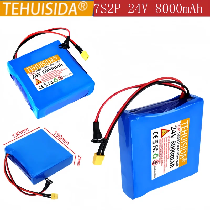 

7S2P 24V Large Capacity 8000mAh 24V Unicycle/skateboard Battery Pack 18650 Lithium Ion Rechargeable Battery with BMS Protection