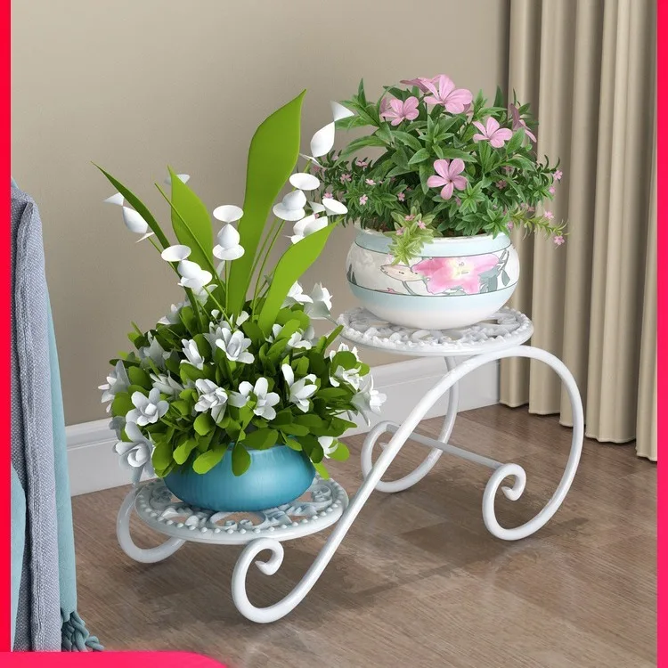 Wrought Iron Multi-layer Flower Stand Floor-to-ceiling Indoor Floor Flower Pot European-style Household Balcony Rack