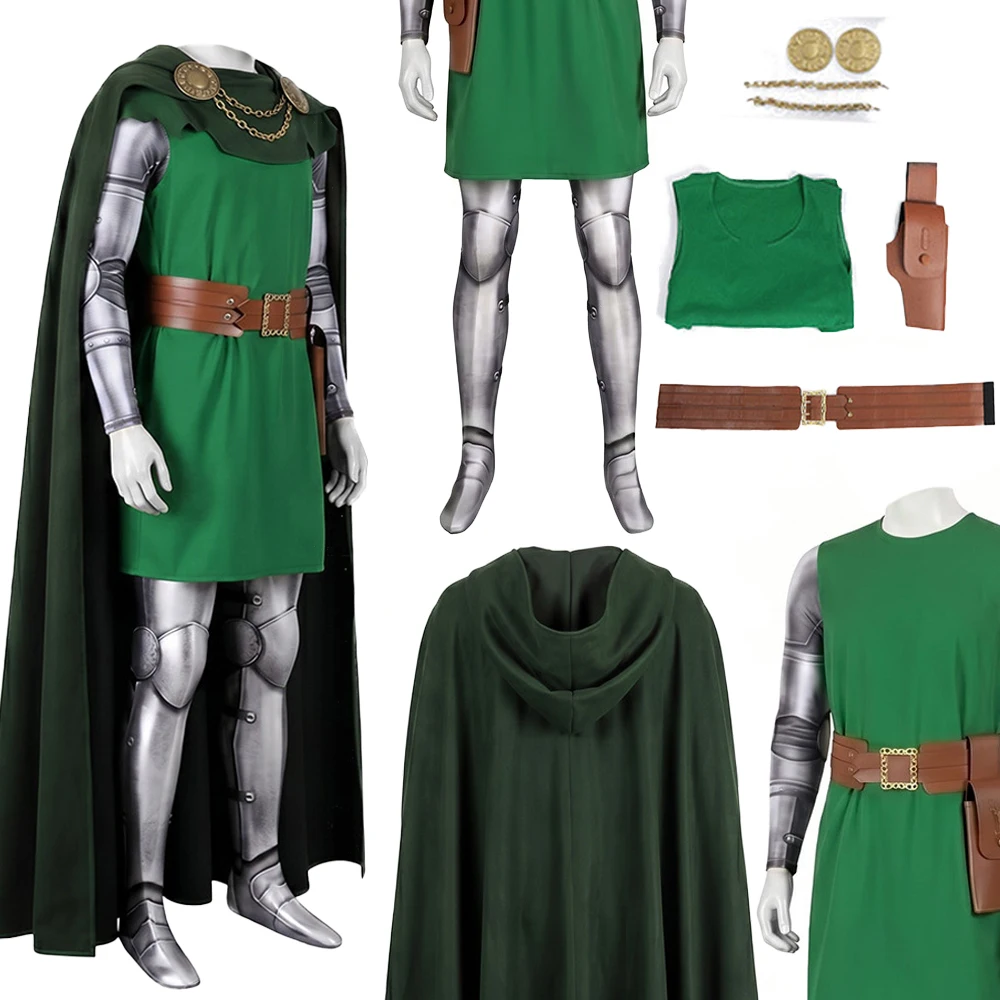 Costume de cosplay Fantasia Doctor Doom, vêtements de super-héros du film Doom Day, déguisement pour homme, costume pour Halloween, fête de carnaval