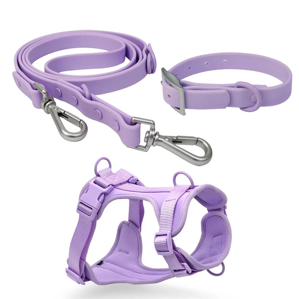 High Quality Dog Collar Purple PVC Waterproof Pet Collar Unique Puppy Collar Yorkie Dog And Cat Collar With Metal Buckle