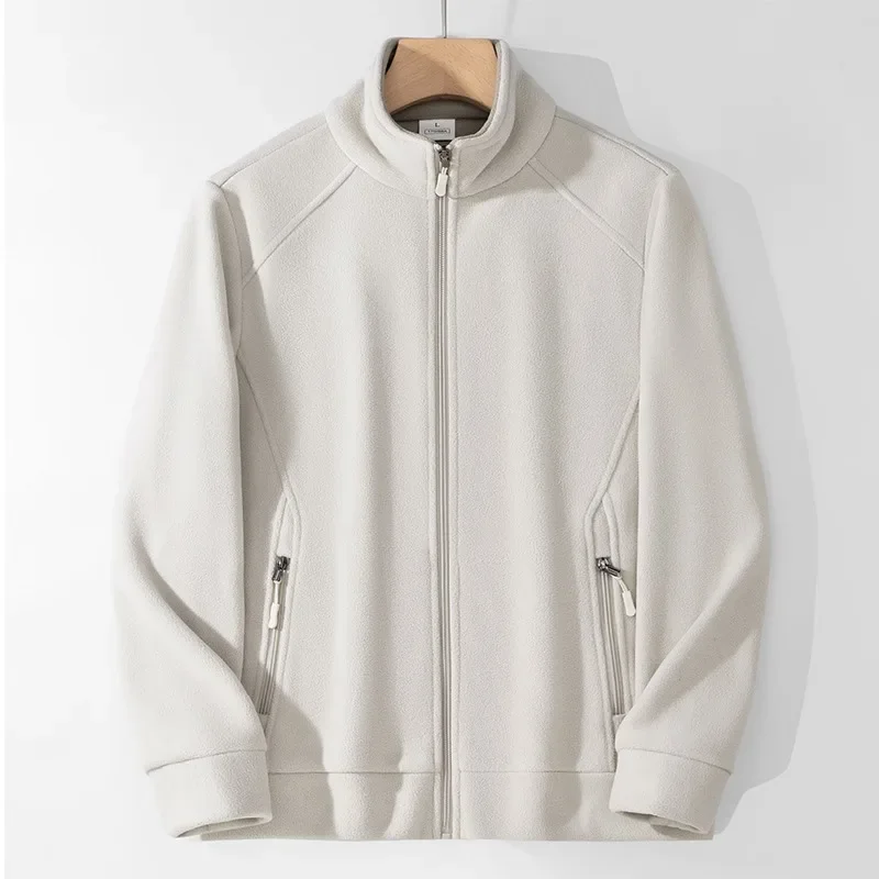

Plus Size Casual Fleece Cardigan Sweatshirt, Stand Collar Sports Zipper Jacket, Warm and Versatile Men's Autumn and Winter Coat