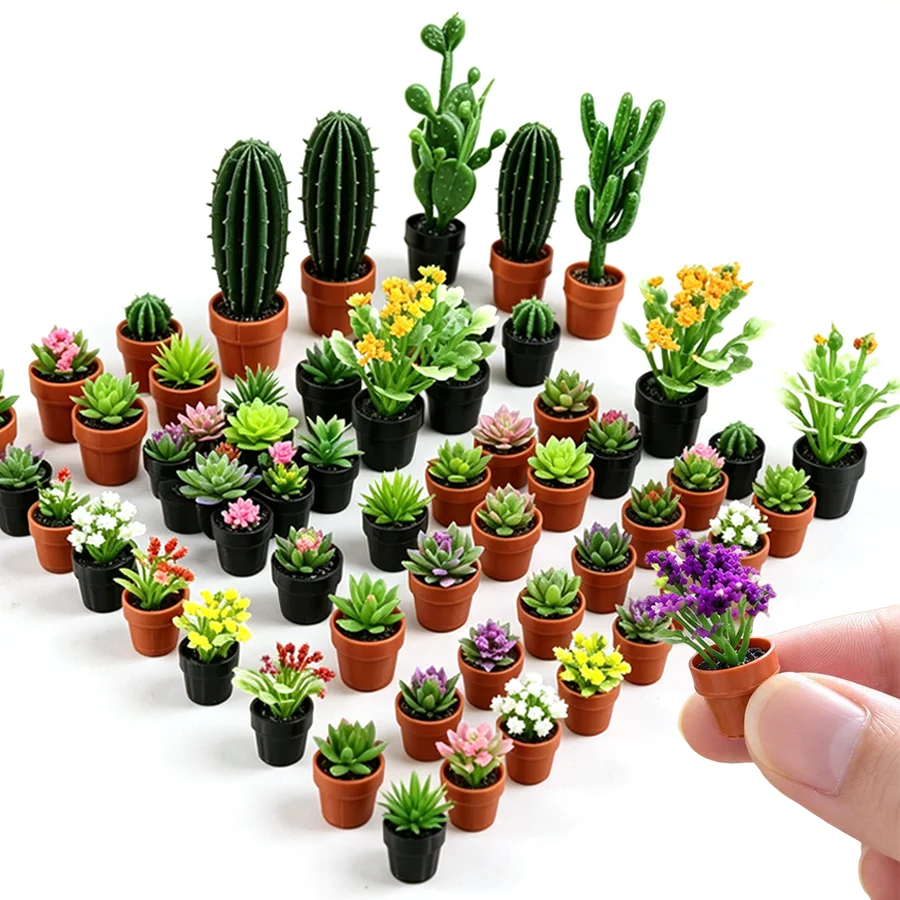 4/8pcs Micro Scene Mini Fake Potted Plants, Small Ornaments for Dollhouse Garden, Diorama Making, Desktop Display Decor, XJM