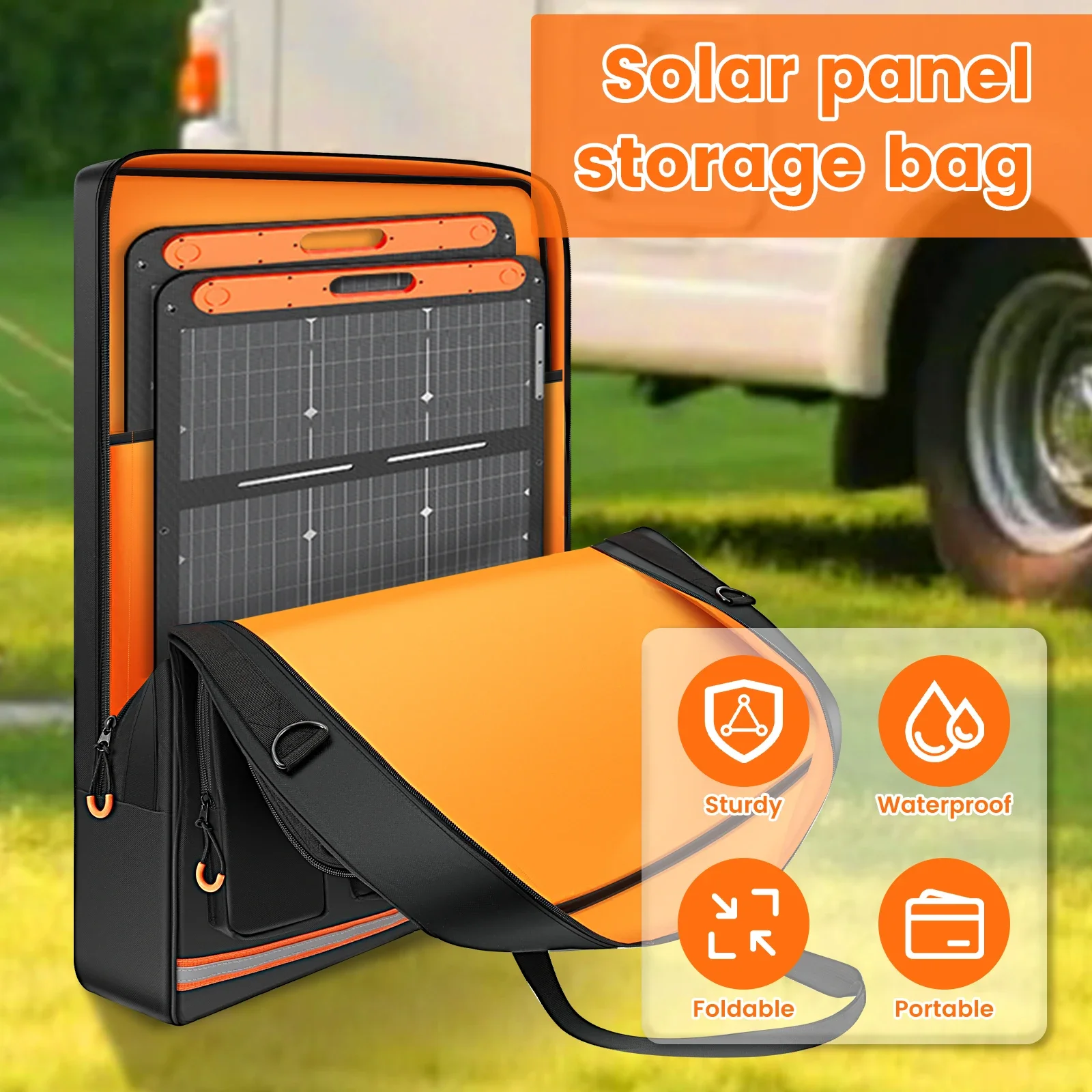 Solar Panel Storage Bag Oxford Cloth Waterproof Solar Panel Bag Portable Travel Carrying Case Compatible with 100W 110W 200W