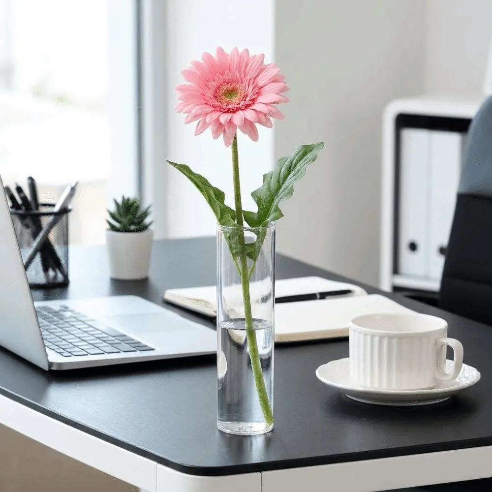 Flower-Wrapping Vases,Transparent Cylindrical Hydroponic Plants Vase,Plastic Shatterproof Modern Clear Flower Vases Centerpieces