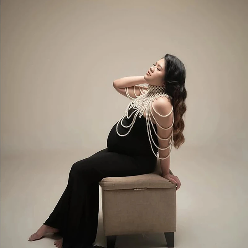 

Элегантные платья для беременных, ювелирные изделия, ожерелье, орнамент для фотосъемки с открытыми плечами, аксессуары для детского душа для беременных женщин